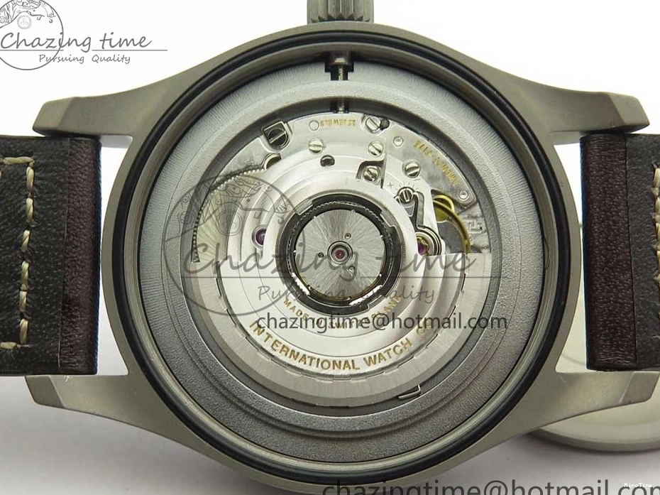 MIROTIME 0113 SmartChoice Mark XVIII IW327006 Titanium M+F 1:1 Best Edition Black Dial on Brown Leather Strap A 7145